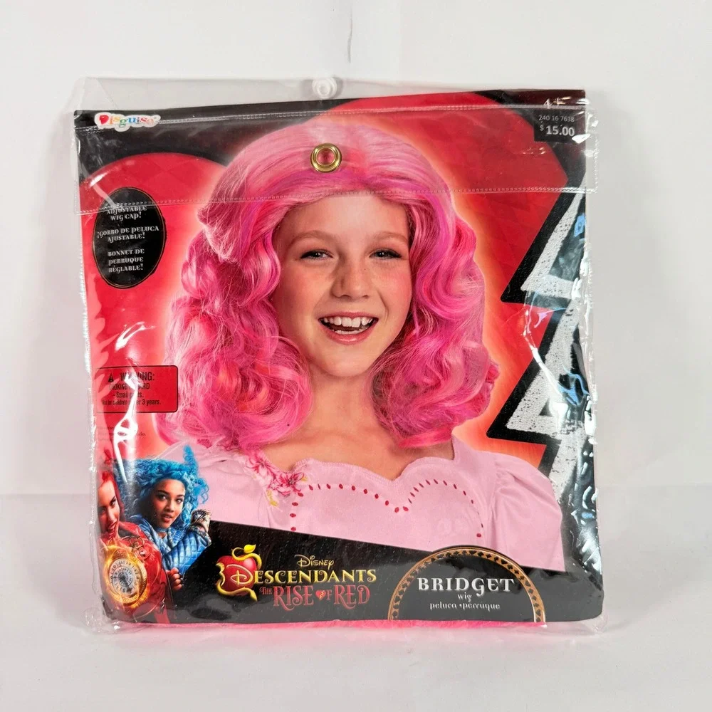 Disney Descendants Rise of Red Bridget Wig Pink Costume Girls Child Disguise